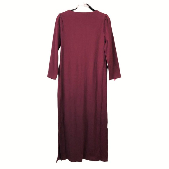 NEW The Nines by Hatch Ribbed Jersey Knit Maternity Dress Midi 3/4 Slv Wine Sz L - Picture 5 of 7